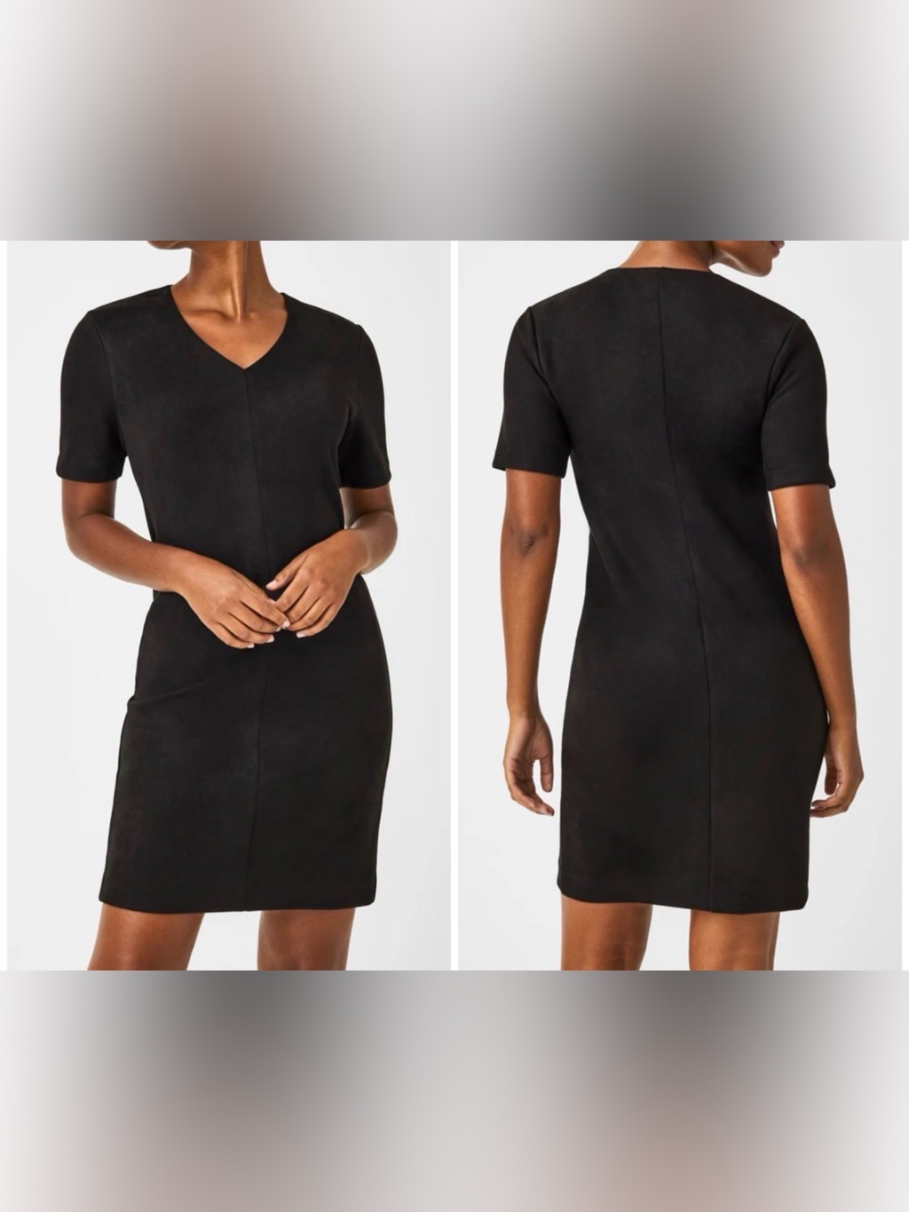 Spanx Faux Suede Column Dress Black Size L
